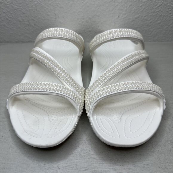 CROCS White Kadee II Jewels Embellishment Slip-On Z-Strap Sandals - Picture 3 of 7